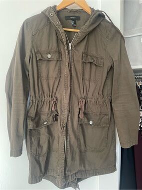 Forever 21 Olive Green Hooded Anorak Jacket